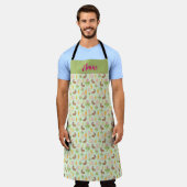 Tablier Vert mignon Parc de Pâques avec lapin Personnalisé (Porté)