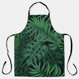 Tablier Vert nuit tropicale : Motif Plante exotique