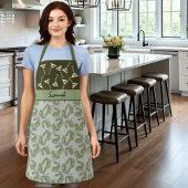 Tablier Vert olive & Martini Motif en verre Personnalisé