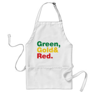 Tablier Vert, Or & Rouge.