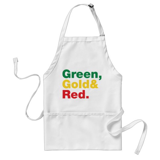 Tablier Vert, Or & Rouge. (Devant)