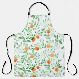 Tablier Vert orange Tangerine Provence Aquarelle