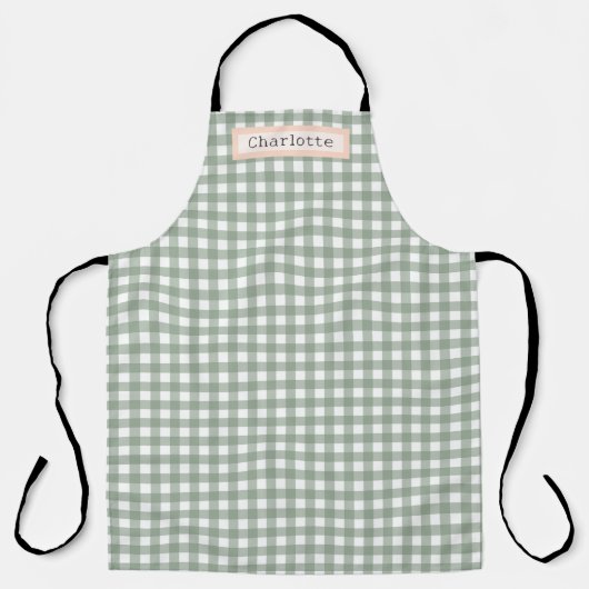 Tablier Vert Plaid mignon Personnalisé (Recto)