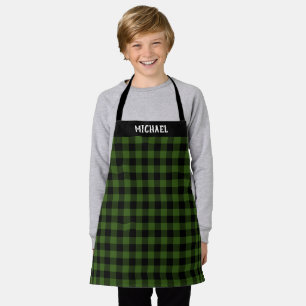 Tablier Vert rustique plaid de Noël personnalisé Buffalo n