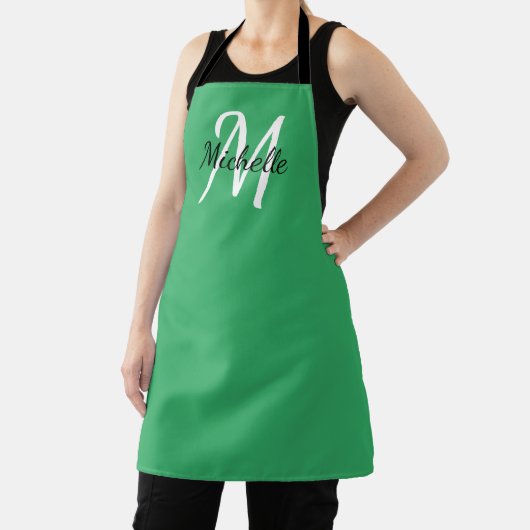 Tablier Vert Simple Monogramme Classic Trendy Apron (Insitu)