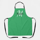 Tablier Vert Simple Monogramme Classic Trendy Apron (Recto)
