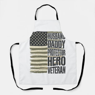 Tablier Vétéran Mari Papa Protecteur Héros Chemise Drapeau