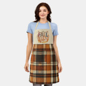 Tablier Vibes D'Automne Tendance Brûlé Orange Plaid Imprim (Porté)
