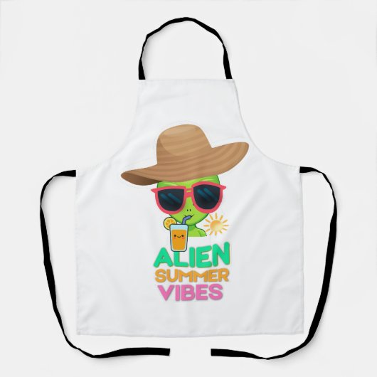 Tablier Vibes de plage estivale rétro alien (Recto)