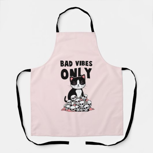 Tablier Vibes incorrectes uniquement - Chat et crânes (Recto)
