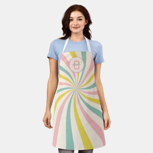 Tablier 'Vibes Lollypop', monogramme rétro (Porté)