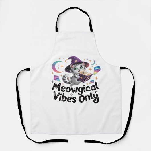 Tablier Vibes Méowgiques Uniquement, Chat Kawaii Witch Flo (Recto)