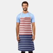 Tablier Vibes nautiques Bleu Rouge Blanc rayé (Porté)