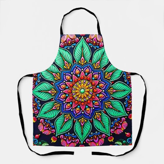 Tablier Vibrant Floral Mandala Art (Recto)