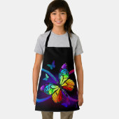 Tablier Vibrant infinity with rainbow butterfly on black (Insitu)