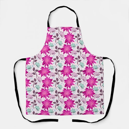 Tablier Vibrant Pink Floral Pattern | Bold Modern Flowers  (Recto)