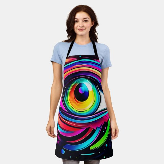 Tablier Vibrant Psychedelic Eye Art (Porté)