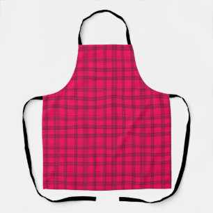 Tablier Vibrant rose chaud et noir plaid