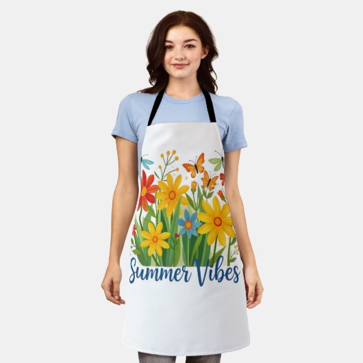 Tablier Vibrations d'été Floral avec Papillons (Porté)