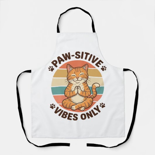 Tablier Vibrations Positives Uniquement Chat Méditant Desi (Recto)