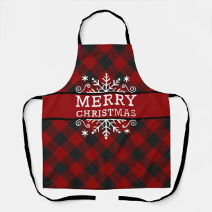 Tablier Vichy Joyeux Noël flocon de neige 