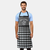 Tablier Vichy Nom personnalisé Roi du Grill (Porté)