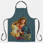 Tablier Vierge catholique Marie Bébé Jésus Floral (Recto)