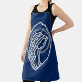 Tablier Vierge Marie, dentelle blanche, bleu marine (Insitu)