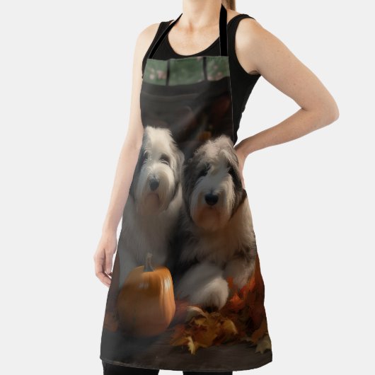 Tablier Vieux anglais Sheepdog Chiot Chiot Automne Citroui (Insitu)