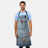 Tablier Vieux corrode de tôle bleu fer (Porté)