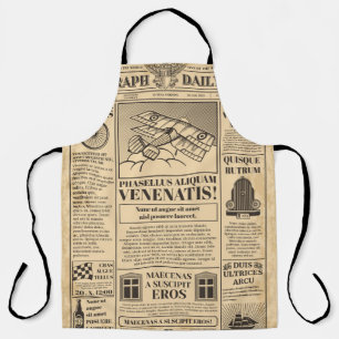 Tablier Vieux journal vintage. Retro newsprint avec texte