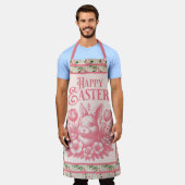 Tablier Vieux lapin rose de Pâques (Porté)