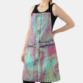 Tablier Vieux mur peint en vert avec une texture rouille.  (Insitu)