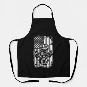 Tablier Vieux Véhicule Musclé Piston Drapeau Américain Drô