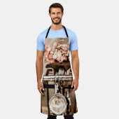 Tablier Vieux vélo et fleurs flou dans le processus arrièr (Porté)