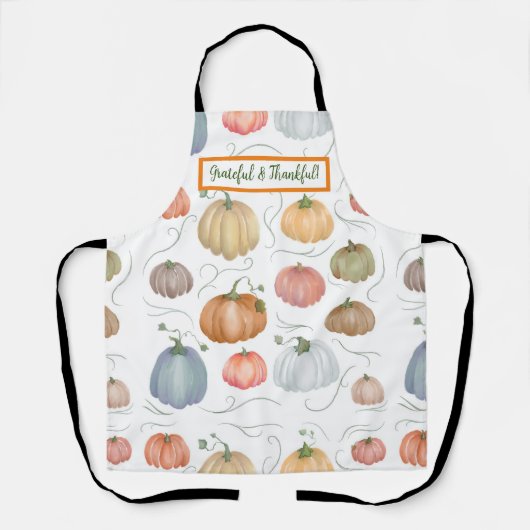 Tablier Vignes colorées aquarelle patch citrouille (Recto)