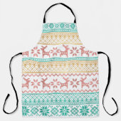 Tablier Vilain tricot vert rose or moderne chic (Recto)