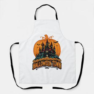 Tablier Ville d'Halloween Château Hanté Vintage Citrouille