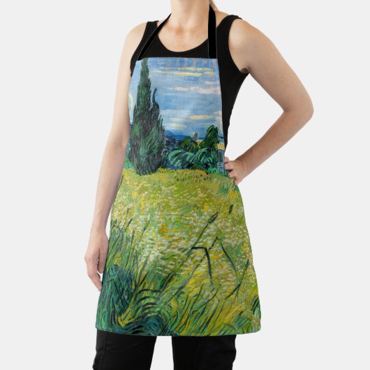 Tablier Vincent van Gogh - Champ de blé vert avec Cypress (Insitu)