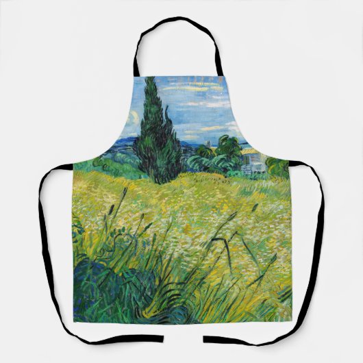 Tablier Vincent van Gogh - Champ de blé vert avec Cypress (Recto)
