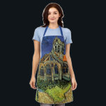 Tablier Vincent van Gogh - L'église d'Auvers<br><div class="desc">L'église d'Auvers (1890) de Vincent van Gogh est un Post impressionnisme vintage de peinture religieuse architecturale. Une femme se promenant le long d'un chemin vers la chapelle du village avec de beaux vitraux. Une scène architecturale de la vie quotidienne. À propos de l'artiste : Vincent Willem van Gogh (1853-1890) était...</div>