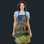 Tablier Vincent van Gogh - L'église d'Auvers<br><div class="desc">L'église d'Auvers (1890) de Vincent van Gogh est un Post impressionnisme vintage de peinture religieuse architecturale. Une femme se promenant le long d'un chemin vers la chapelle du village avec de beaux vitraux. Une scène architecturale de la vie quotidienne. À propos de l'artiste : Vincent Willem van Gogh (1853-1890) était...</div>