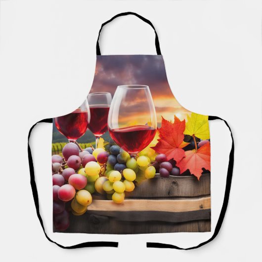 Tablier Vins et raisins joliment (Recto)