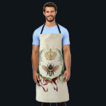 Tablier Vintage<br><div class="desc">Moderne Vintage Botanique Queen Bee miel insecte,  rétro vintage élégant feuillage,  bouquet de fleurs jardin botanique,  printemps de la feuille florale,  illustration aquarelle dessin luxe,  couronne art queen nectar,  jolie beauté buzz,  ailes jaunes animal,  or sauvage abeille nature,  insecte bee miel insecte, </div>