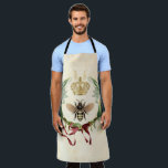 Tablier Vintage<br><div class="desc">Moderne Vintage Botanique Queen Bee miel insecte,  rétro vintage élégant feuillage,  bouquet de fleurs jardin botanique,  printemps de la feuille florale,  illustration aquarelle dessin luxe,  couronne art queen nectar,  jolie beauté buzz,  ailes jaunes animal,  or sauvage abeille nature,  insecte bee miel insecte, </div>