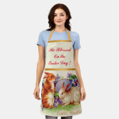 Tablier Vintage 2 lapins Fêtes de Pâques (Porté)