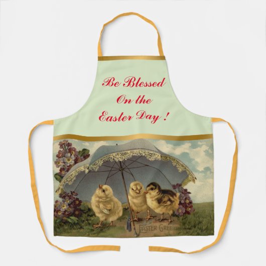 Tablier Vintage 3 poulets Vacances de Pâques (Recto)