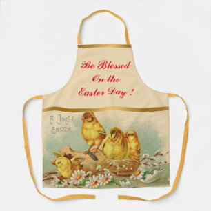 Tablier Vintage 4 poulets Vacances de Pâques