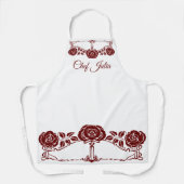 Tablier Vintage Art Nouveau Jardin Rouge Roses (Recto)