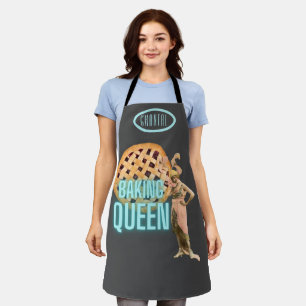 Tablier Vintage Baking Queen on Gray Personalized